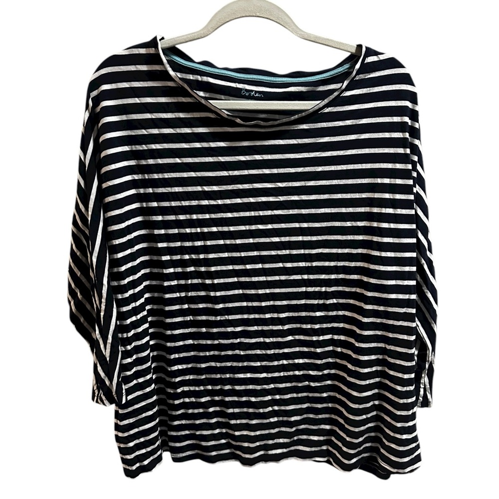 Boden Black and White Striped Long Sleeve Tee